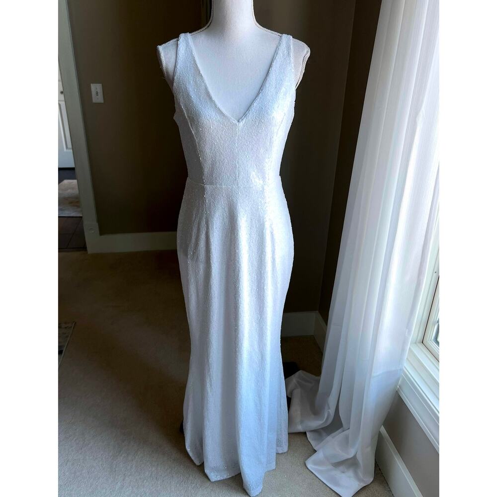 New! David's Bridal Db Studio White Sequin Fitted… - image 3